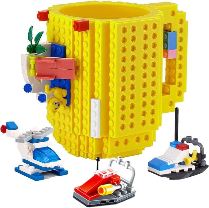DEEXITO Build on Brick Coffee Mugs, Creative DIY Kids Party Cups