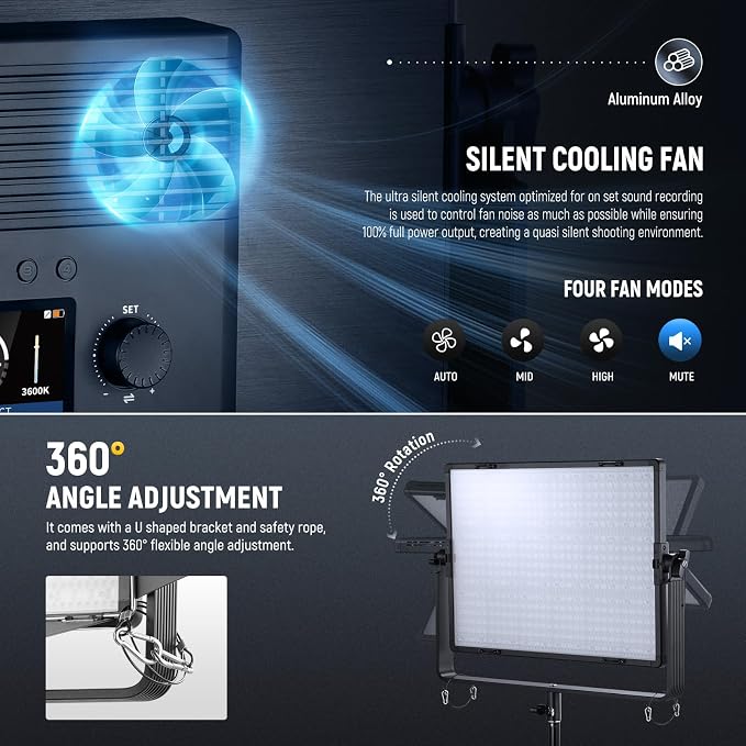 NEEWER 150W Bi Color LED Panel Video Light Kit, 1440 LEDs 49500Lux@0.5m