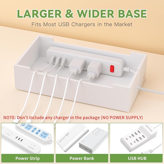 Pezin & Hulin Multi Charger Station Organizer Rack, Bamboo Cable Management Box