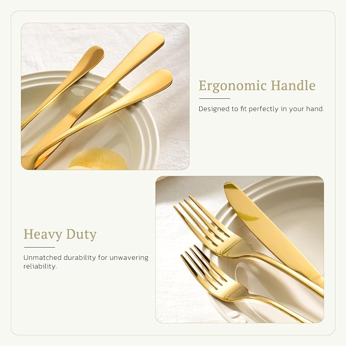 Astercook Silverware Set 48-Piece Gold Flatware Set