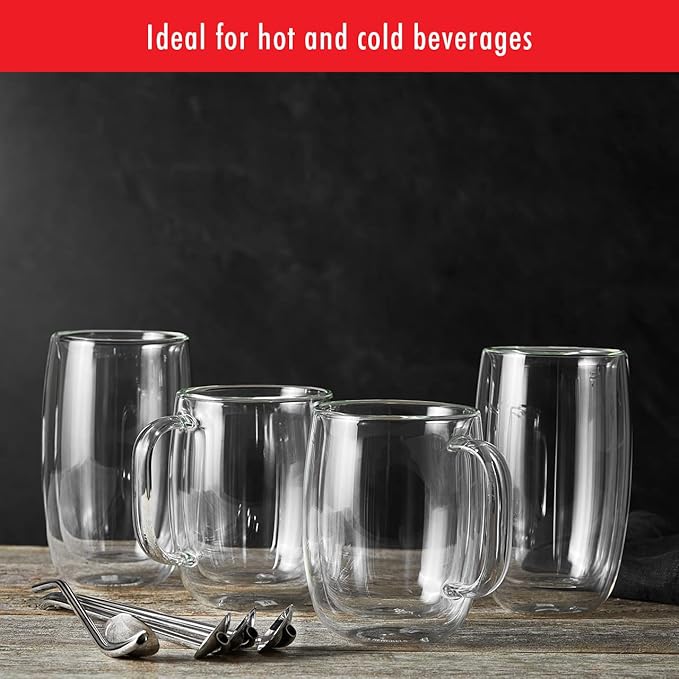 Zwilling Sorrento Plus 2-Pc Double Wall Insulated Glass Coffee Mug Set |
