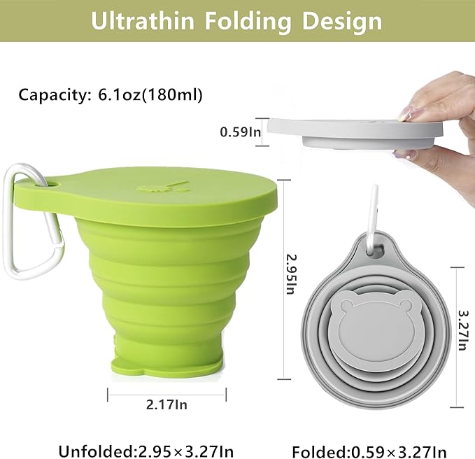 IYYI Collapsible Cup for Traveling, Silicone Foldable Cup, Camping Mug