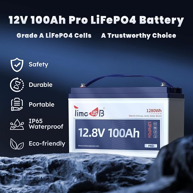 12V 100Ah Pro LiFePO4 Battery, Grade A Battery Cells, 3 Pack Group 31 Deep