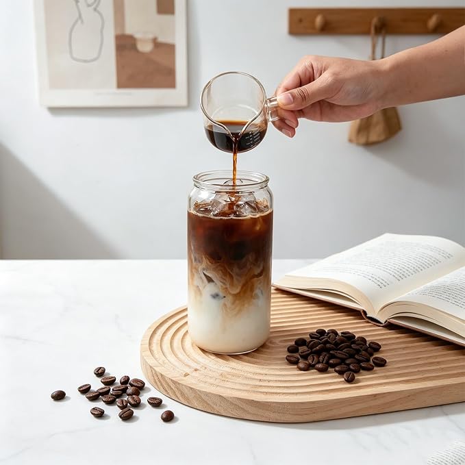 BCnmviku 2 PACK Espresso Glass Measuring Cup Triple Pitcher Milk Cup 75ML