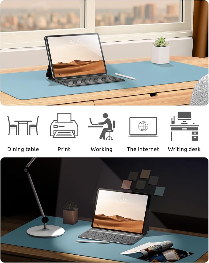 YSAGi Leather Desk Protector, Office Mat, Large Mouse Mat, Non-Slip PU Leather
