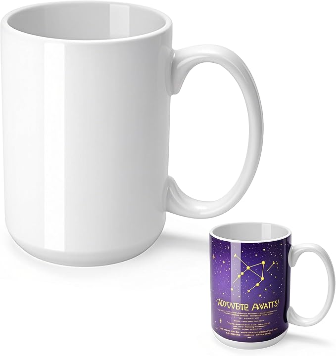 Joyclub 1 Set Sublimation Mugs Blank 15 oz Coffee Mugs Bulk White Ceramic Cups