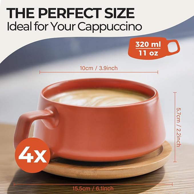 MIAMIO - Cappuccino Cup Set of 4, Ceramic - Luxe | Ceramic cappuccino cups and