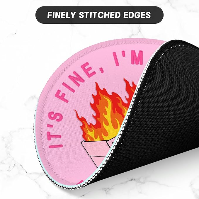 ITNRSIIET Round Mouse Pad with Stitched Edge Premium-Textured Waterproof