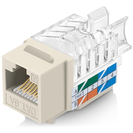 Everest Media Solutions 45° Angled CAT6A Keystone Jack in Ivory