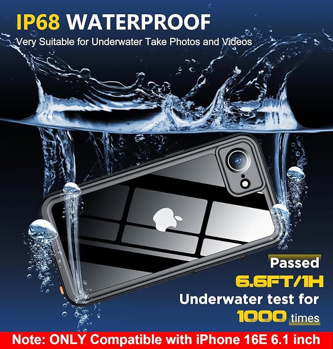 SPIDERCASE for iPhone 16e Case Waterproof, Built-in Screen & Camera Lens