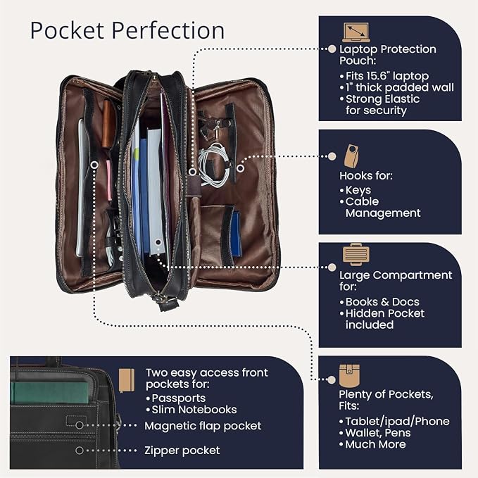 Luxorro Full Grain Leather Briefcase