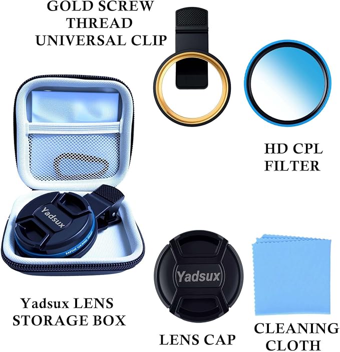 CPL Polarizer Filter, Phone Lens, 52mm Clip-on Polarizing,