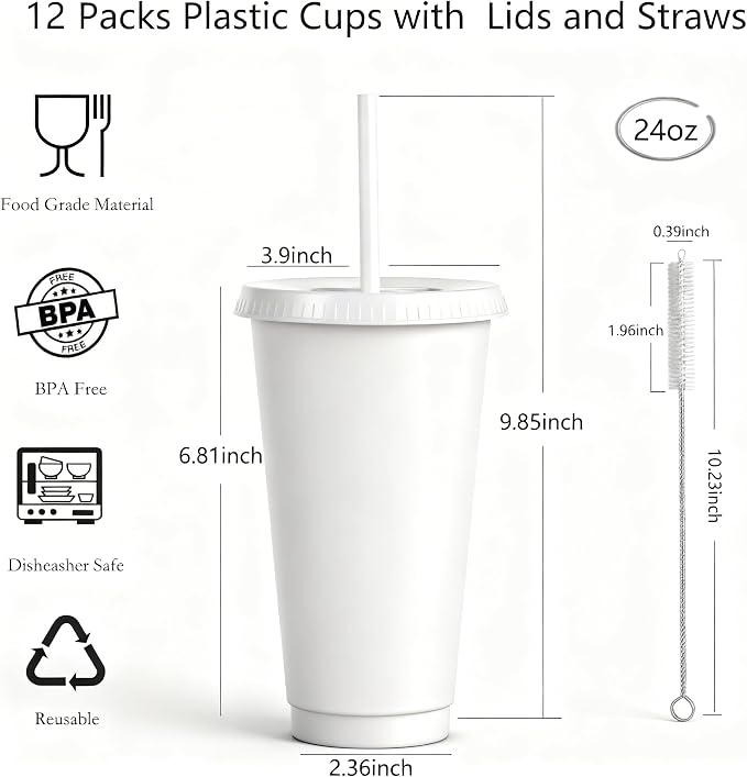 24 oz Reusable Plastic Cups, Custom Cups