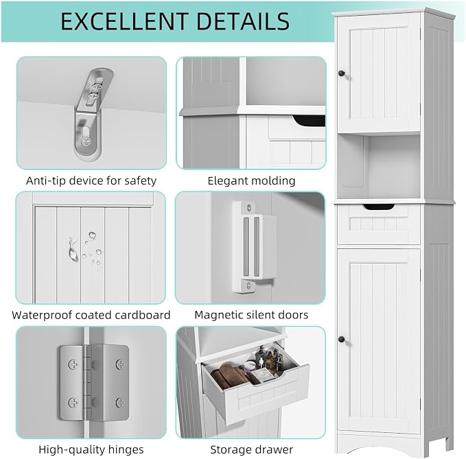 67" H Tall Bathroom Storage Cabinet