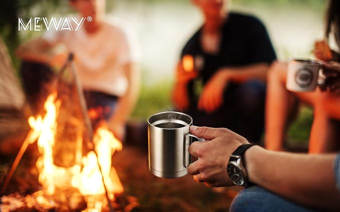 MEWAY 12oz Coffee Mug With Handle 4 Pack Bulk, Stainless Steel Insulated Travel