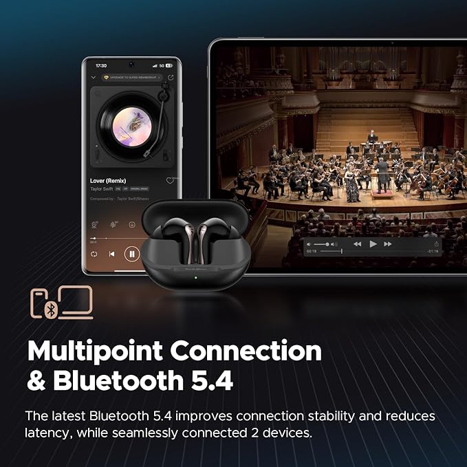 SoundPEATS Air5 Pro Adaptive Hybrid Noise Cancelling Wireless Earbuds, Qualcomm