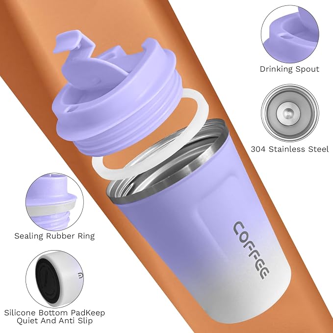 SPLMIFA Travel Coffee Mug Leak-Proof, Reusable Coffee Cups