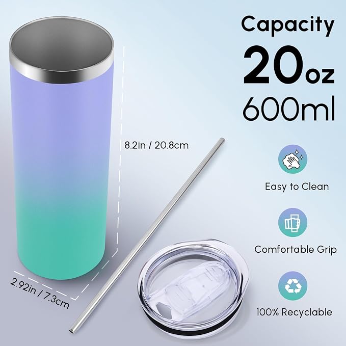 Volhoply 4 Pack Skinny Tumblers