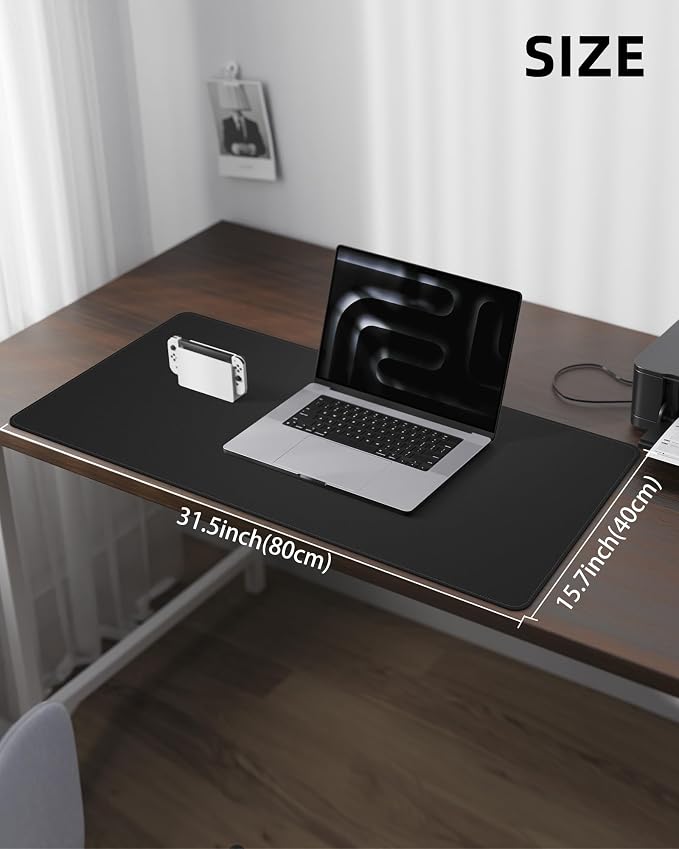 Leather Desk Pad Protector, Mouse Pad, Office Desk Mat, Non-Slip PU Leather