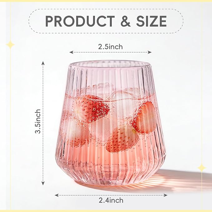 N9R 40PCS Pink Plastic Wine Glasses Disposable, 14 oz Cocktail & Spritz | Pink