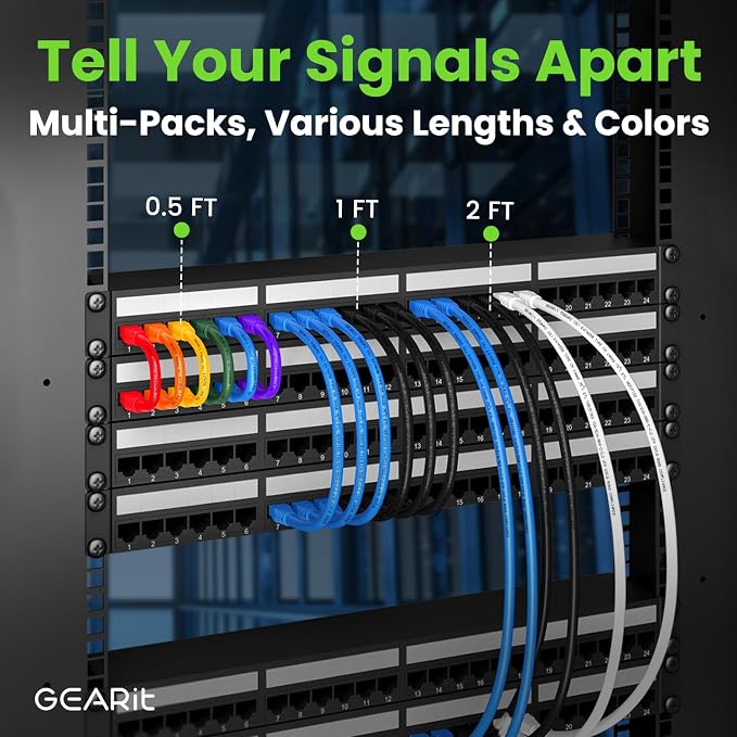 GearIT Cat 6 Ethernet Cable Cat6 Network Patch, Snagless Cord, Internet