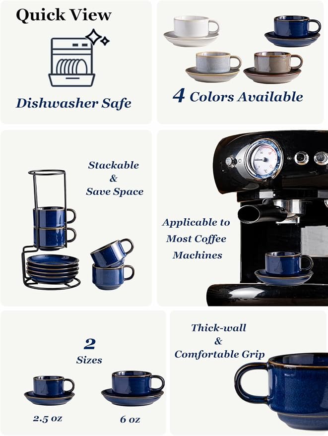 Gomakren 2.5oz Espresso Cups Set of 4