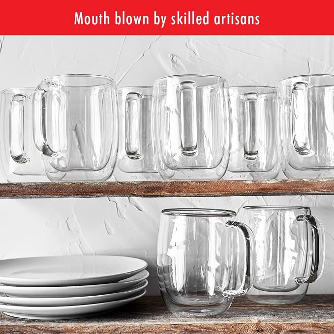 Zwilling Sorrento Plus 2-Pc Double Wall Insulated Glass Coffee Mug Set |