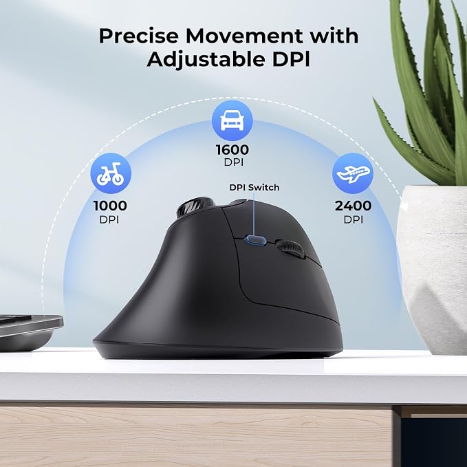 seenda Ergonomic Mouse Rechargeable, USB+Dual Bluetooth, MOU-302 Vertical