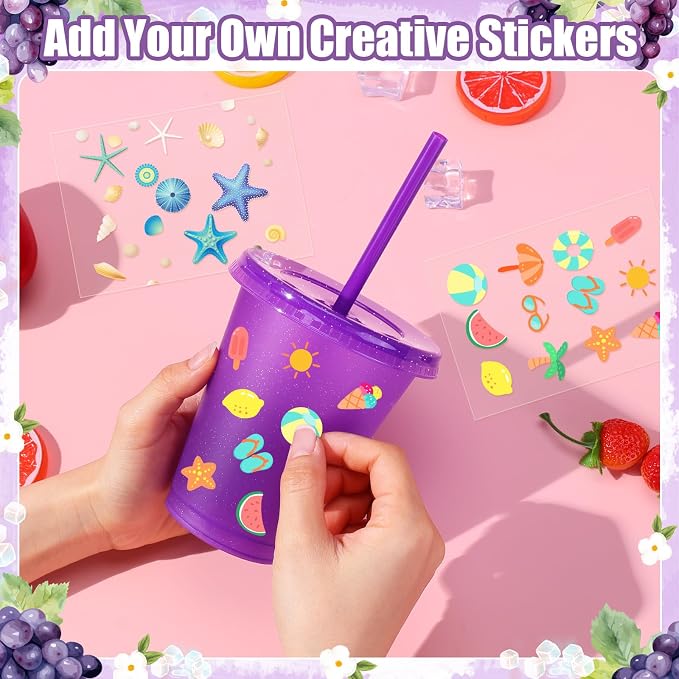 24 Pcs Plastic Tumblers with Lids and Straws, Reusable Cups with Lids Plastic