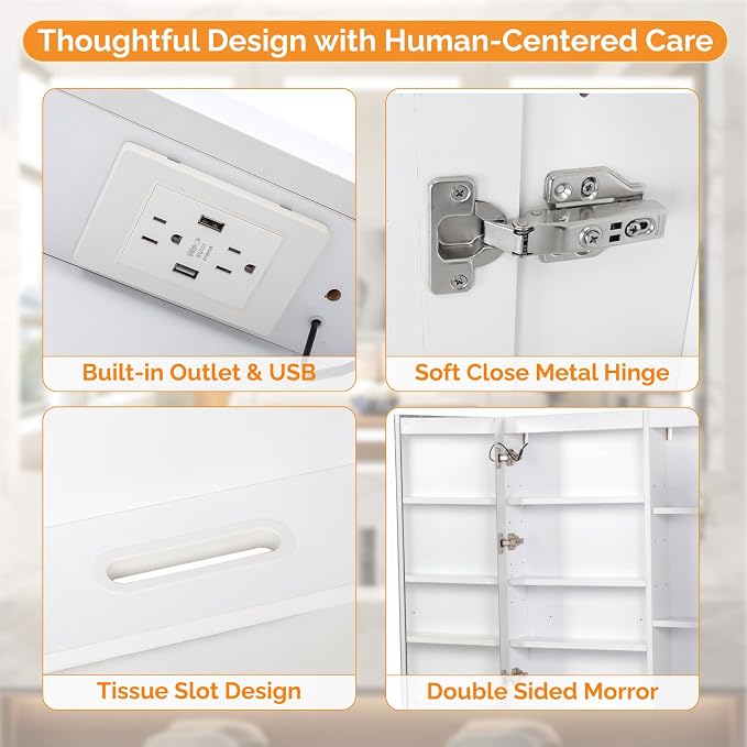 60 x 36 Inch Extra Large Lighted Bathroom Medicine Cabinet