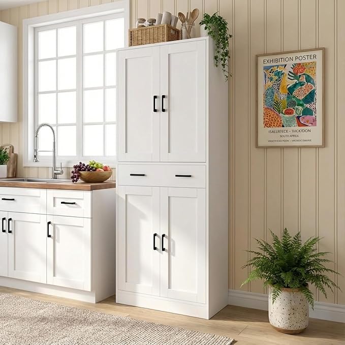 71" Tall Kitchen Pantry Cabinet, Freestanding Storage Cabinet
