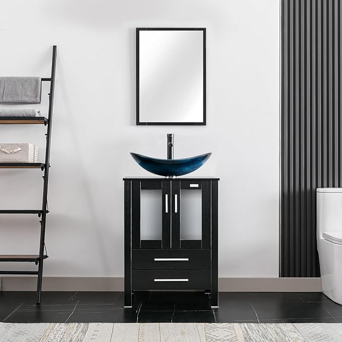 24" Modern Bathroom Vanity Sink Combo Freestanding Cabinet