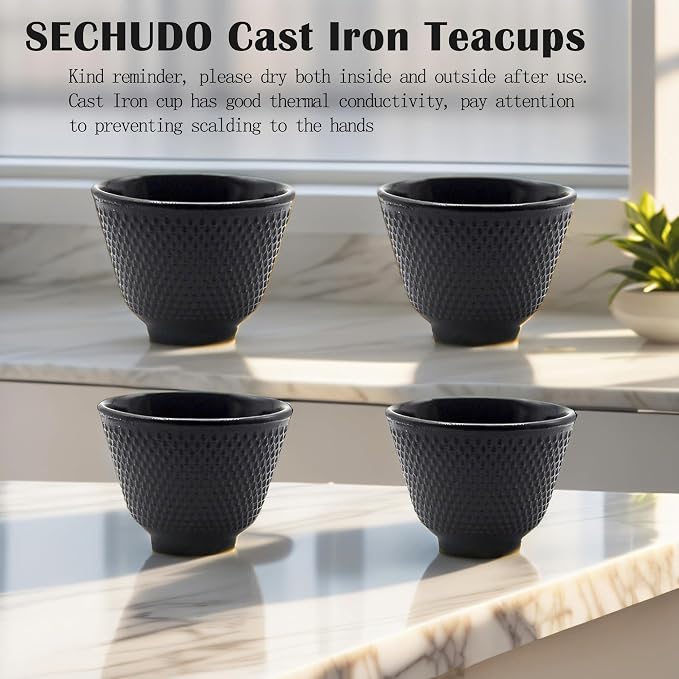 Japanese Cast Iron Tea Cups, Small and Heavy Teacups