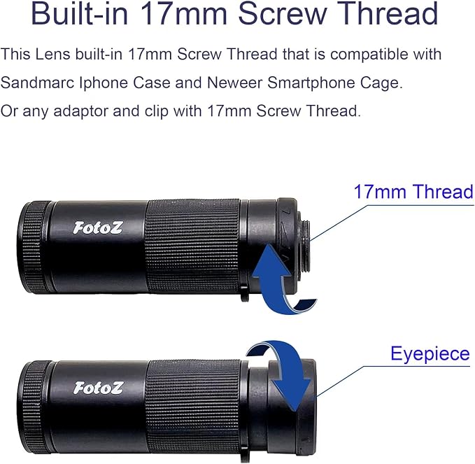 FotoZ 8X Monocular Telescope for iPhone & Android and Most Smartphone,