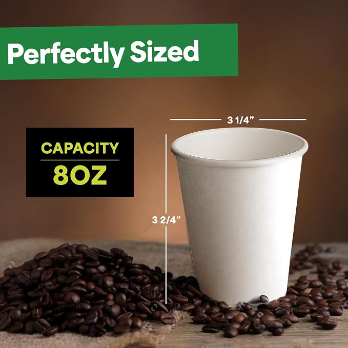 EconoHome 8 oz 50 Pack Disposable Coffee Paper Cups