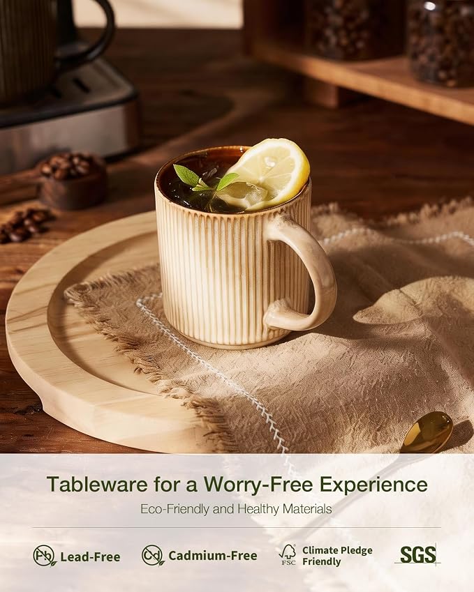 famiware Coffee Mug Set for 6, Star 12 oz Catering Mugs Cup Set