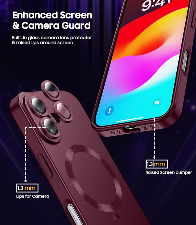 Magnetic for iPhone 16 Case Slim Soft Silicone Bumper Shockproof Metallic