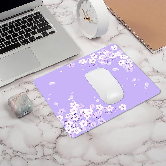 IMAYONDIA Cute Purple Mouse Pad, Floral Flowers Mouse Pad, Sakura Cherry