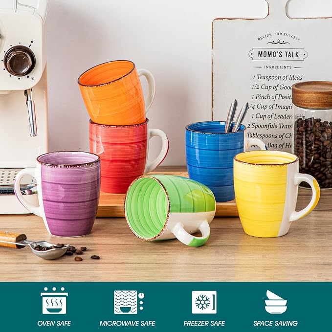 vancasso Bonita 12 Oz Coffee Mugs Set of 6, Ceramic Coffee Cups