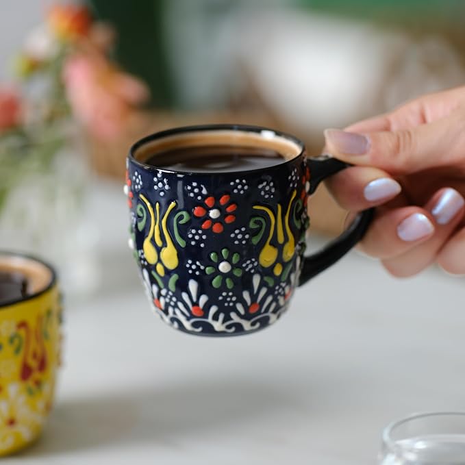 Espresso Cups Set of 2 | 4 oz Small Espresso Cups | Turkish Tea Cups |