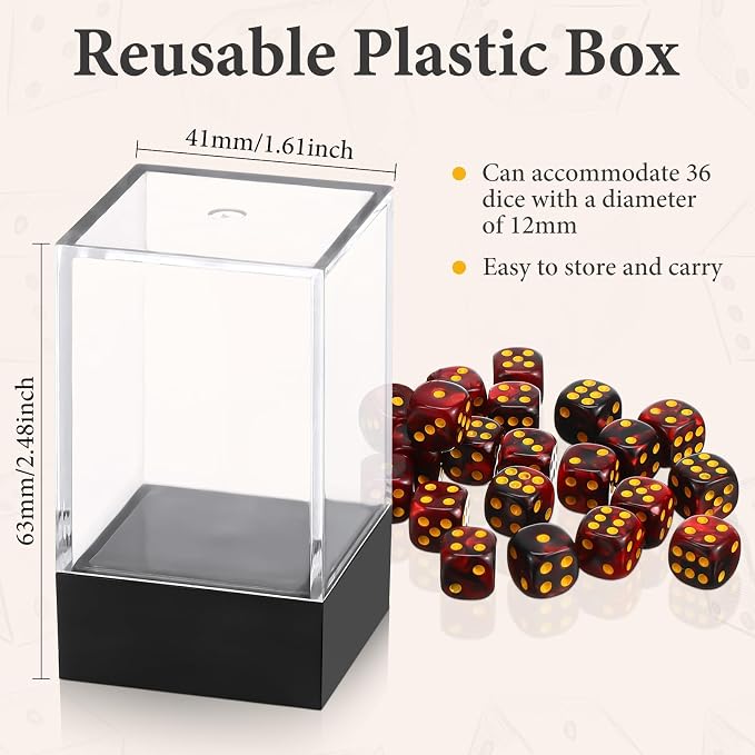 144 Pieces 12mm 6 Sided Mini Dice Set