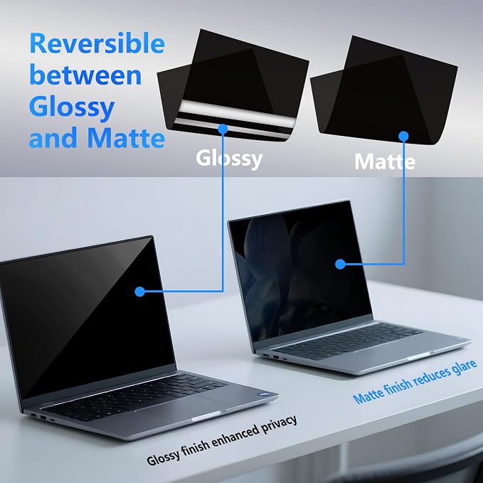 4-Way Laptop Privacy Screen Shield 15.6 Inch, Removable 16:9 Aspect 360°