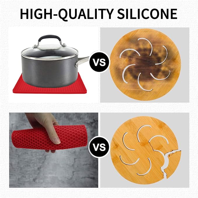 Silicone Trivets for Hot Pots and Pans, Heat Resistant Trivet Mats for Hot