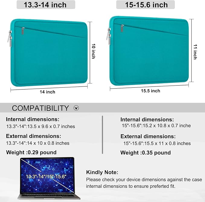 Laptop Sleeve Bag 15.6 inch, Durable Computer Carrying Bag Protective Case
