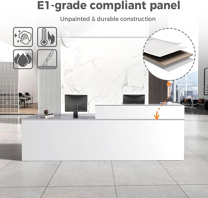 Reception Desk with Counter, Modern Front Desk Reception Counter with Keyboard