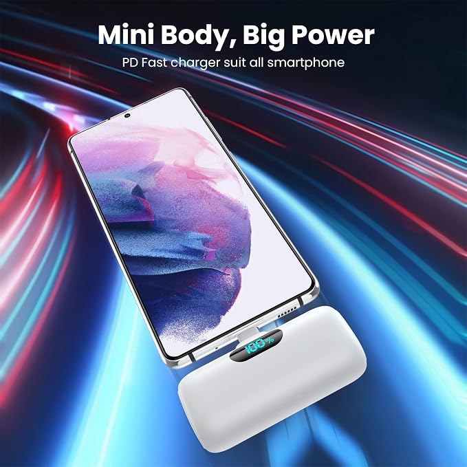 Samll Portable Charger for iPhone 16/15 Series, 5000mAh 3A PD USB C Power Bank