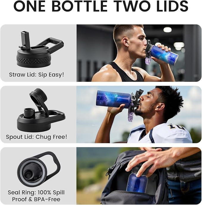 RAYMYLO Insulated Water Bottle 32 oz, Triple Wall Vacuum Stainless Steel |