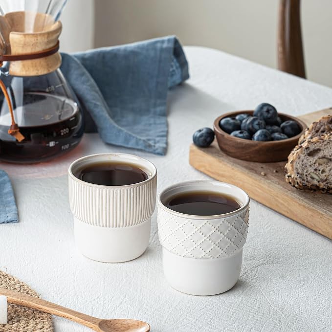 Espresso Cups Set of 2, 4oz Espresso Shot Cups, Mini Coffee Mugs Farmhouse Decor