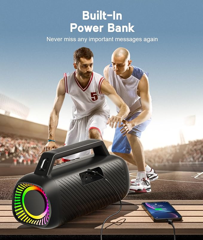 Ortizan Portable Bluetooth Speaker Loud, 80W Peak, Bass Up, 20H Playtime