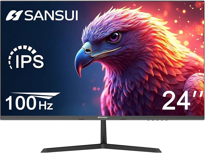 SANSUI 24 inch Monitor, IPS Display FHD Computer Monitor, 100Hz Monitor VESA